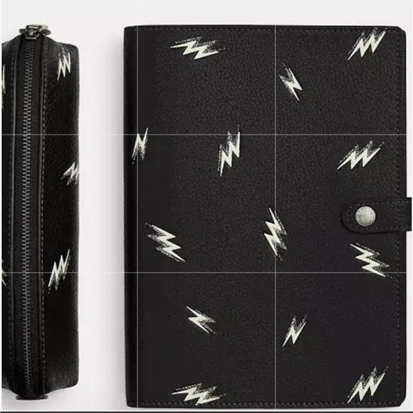 ⚡️ COACH BOXED NOTEBOOK AND PENCIL CASE SET WITH LIGHTING BOLT PRINT ⚡️ NWT ⚡️